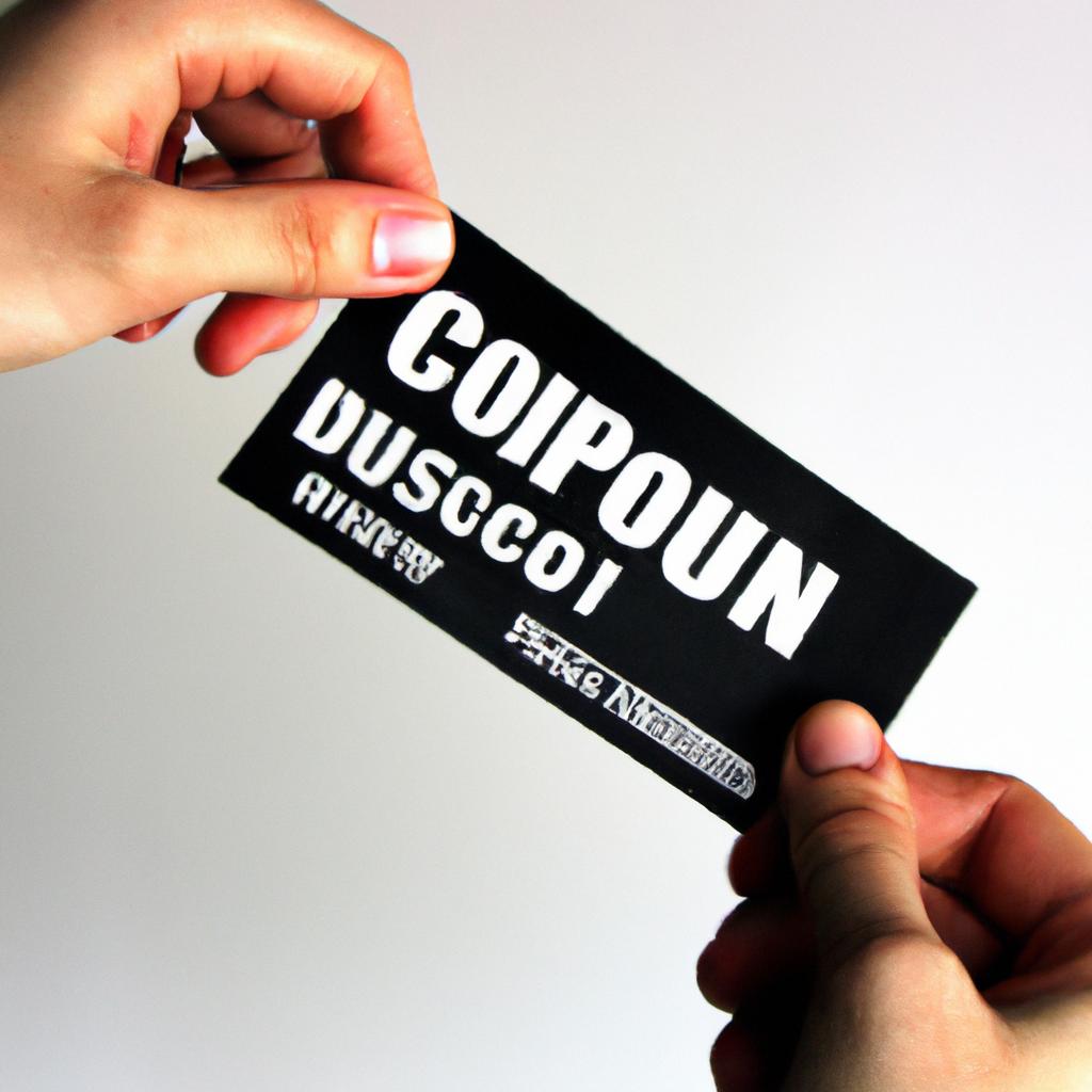Person holding a discount coupon
